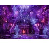 17x10FT (5.2x3m) Palais Hanté Violet Grands Escaliers Fond Photographique
