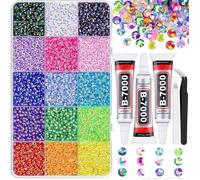 18 000 strass multicolores en résine, pierres précieuses plaques de 3 mm avec colle B7000 pour loisirs créatifs DIY
