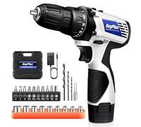 18 + 1 Torque Visseuse Devisseuse Sans Fil, kit de foreuse combiné sans fil avec batterie 1 × 1.3ah et chargeur rapide, LED intégrée, accessoires 23pc, étui de transport