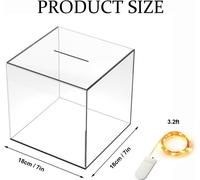 (18 * 18 * 18 cm) Tirelire en acrylique transparent, tirelire transparente pour adultes, anniversaire d'enfants, décoration de la maison