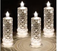 (18,4 * 6,4 cm, Rosenhalo) 4 bougies LED sans flamme, bougies chauffe-plat LED vacillantes, bougies d'intérieur et d'extérieur pour bal, fête, mariage, maison, bureau, chambre, terrasse, décoration