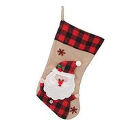18.5 inch Christmas Stockings - Burlap Red Plaid 3D Pattern - Large Capacity Hanging Ornament, Holiday Decor for Home Fireplace Tree (Kids Adults Family)