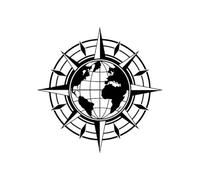 18.5cm x 18.5cm Carte du Monde Boussole Voyage Globe Terre Autocollant Vinyle Voiture Décalcomanie pour Motocyclette, Vélo, Ordinateur Portable, Réfrigérateur, Casque, Stickers Décoratifs