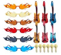 18 Accessoires pour photomaton, Accessoires gonflables pour fêtes avec Guitare, Micro, Lunettes colorées, fêtes Rock sur Le thème des années 80 et 90, Anniversaires, Halloween, Noël