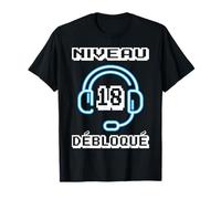 18 ans Anniversaire Cadeau Gamer Gaming Niveau 18 Débloqué T-Shirt