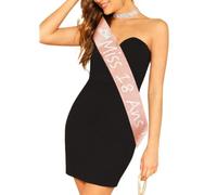 18 ans Anniversaire Fille Echarpe Anniversaire Déguisement Banderole Paillette Strass Echarpe Anniversaire 18 ans en Francais (rose dore)