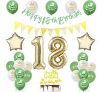 18 ans anniversaire garcon fille, Sage Vert bannière 18 ans anniversaire guirlande décoration anniversaire 18 ans garcon or ballons 18 ans anniversaire gâteau 18 ans garcon fille décoration