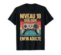 18 Ans Gamer Niveau 18 Débloqué Cadeau Anniversaire T-Shirt