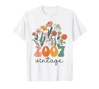 18 ans Vintage 2007 18ème anniversaire de fille Fleur sauvage T-Shirt