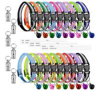 18 Colliers de Chat Réfléchissants avec Cloche Colliers de Chat en Nylon avec Boucles de Sécurité et 6 Pendentif Étiquettes d'Identification en Métal Résistantes à Intempéries Anti-Perdu