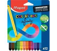 Maped – Crayons de couleur Color'Peps Infinity – 100% utilisable, sans taillage – Pochette 18