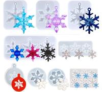 18 Designs Christmas Snowflake Resin Epoxy Resin Silicone Mould For Casting Epoxy Crystal Molds For Diy Crafts Moulding With Resin Jewellery Pendant Necklace