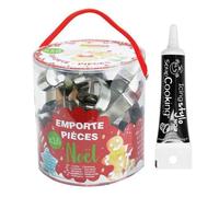 18 emporte-pièces en inox Noël + Stylo de glaçage noir