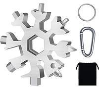18 en 1 Multi Outil Flocon de Neige, JunD n Acier Inoxydable pour Flocons de Neige e Tournevis Portable, Porte-clés Multi-Outils, Cadeaux de Noël pour Hommes (Argent)