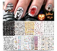 18 Feuilles Halloween Stickers Ongles Automne Nail Art, Autocollant Pour Ongle Décoration, Auto-Adhésifs Nail Sticker Mignon Dessin Animé Coloré Fleurs 3D Nail Decals for Girls Women