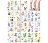 18 Feuilles Tatouages Temporaires À Paillettes Imperméables Pour Enfants Animaux De Dessin Animé Animaux Mignons Autocollants Colorés