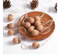 18 Glands en Feutre Guirlande de Boules en Feutrine pour Arbre avec 10 m Corde Ornements Suspendu d'automne de Ferme Fête des Bois pour Noël Chambre (Kaki)