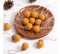 18 Glands en Feutre Guirlande de Boules en Feutrine pour Arbre avec 10 m Corde Ornements Suspendu d'Automne de Ferme Fête des Bois pour Noël Chambre (Orange)