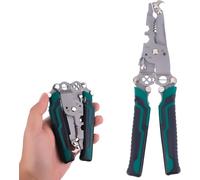 18 in 1 Folding Wire Stripping Pliers,Stainless Steel Professional Folding Multifunctional Stripping Tool Crimping Pliers for Electricians DIY Crafts Home Construction