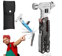 18 in 1 Multifunctional Wrench Hammer 60tools, Heavy Duty Stainless Steel Multitool Hammer with Adjustable Wrench & Pliers, Survival Kit and Camping Tools Gear, Practical Gift for Men Dad (Black)