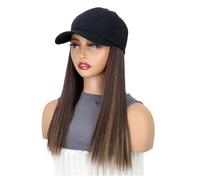 18 inch Baseball Cap Wig Long Straight Hair Extensions with Black Hat Heat Resistant Synthetic Fiber Hairpieces Adjustable Wigs for Women Hair Extensions Pièces Wigs(4H27#)