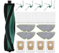18 Kit d'accessoires pour iRobot Roomba 115 Combo/115 Combo+ Robot Aspirateur, 1 brosse principale, 4 brosses latérales, 4 filtres HEPA, 4 sacs à poussière,4 tampons de nettoyage,1 brosse de nettoyage