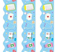 18 m/59 pieds Autocollant pour bord de la journée des infirmières 70 mm de large Fête des infirmières Bordure décorative Autocollant mural pour fêtes d'hôpital Fournitures de décoration de bureau