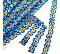 18 m de dentelle colorée brillante, 1,1 cm, ruban tressé à paillettes en ruban décoratif, pour bricolage, couture, artisanat, décoration de mariage, bandeau, ceinture, 1 pièce - Bleu ciel