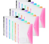 18 Pack A4 Plastic Punched Pockets 11 Holes Expanding File Folders For 2/3/4 Ring Document Folders With Press Button And Label,Clear Loose Sheets For Office School