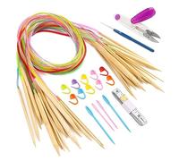 18 Paires Aiguilles Circulaires Bambou Aiguilles à Tricoter Bambou 100cm Longue Tailles Différentes 2.5-10.0mm avec Accessoires Tricot et Crochet pour Les Ferventes du Tricotage
