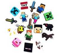 18 Pcs Charm de Chaussure, Décoration de Chaussure Miner en PVC, Décoration de Sabot Charms Jeu Dessins Animés, Accessoires de Chaussure pour les Garçons les Filles Fête d'Anniversaire