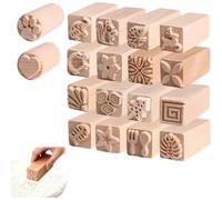 18 Pcs Clay Modeling Pattern Stamp Kit, Wooden Clay Pottery Stamps Pottery Tool Wood Block Stamp, Pottery Tools Set