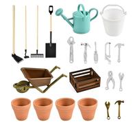 18 Pcs D'Accessoires Jardin Miniature, Jardinage Miniature Outils,Mini Ornement Jardin,Accessoires Jardin Maison Poupée pour Outils Jardin Maison Poupées (Noir)