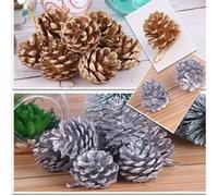 18 pcs Décorations De Pommes De Pin De Noël Décorations De Boules De Sapin De Noël Pomme Naturel Avec Pendentif Chaîne Or/Argent/Or
