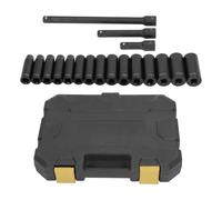 18 PCS Drive Socket Set Hex Deep Drive Impact Socket Kit 10 24 mm CR V Métrique Métrique Black Chrome Vanadium Steel pour la réparation de la machine automobile