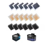 18 Pcs Ensemble Complet de Filtre Fontaine Eau Chat : 6 Résines + 6 Charbons + 6 Éponges en Mousse avec Outil d'Ouverture, Compatible avec Fontaine à Eau Chat (Modèle B0FCYBHS61)