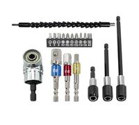 18 PCS Flexible Drill Bit Extension Ensemble 105 ° Perceuse à angle droit Force Rotation Pobite joint 1/4 3/8 1/2 pouce Adaptateur hexagonal Adaptateur Bichet de foret de forage