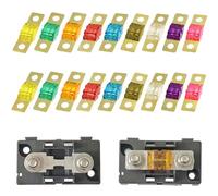 18 Pcs Fusible Voiture, Midi à Courant élévé Bolt-on Fusible 32V 20/30/40/50/60/70/80/100/120 Fusible à Plats,Mini Fusibles pour Voitures, Camions, Véhicules de Construction, Bus, Caravanes