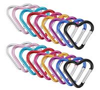 18 Pcs Mousquetons de Fixation en Alliage 44 * 42 mm Petit Mousquetons Cœur pour Porte-clés Amovible, Mousqueton à Ressort Multicolore pour Sac de Montagne Tente Hamac Camping Randonnée Voyage