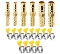 18 Pcs Raccord Cannelé Tuyau Laiton et Accessoires, Connecteur Droit en Laiton à 2 Voies, Raccord Durite Essence pour Plomberie Domestique, Réparation Tuyau Jardin