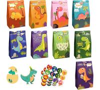 18 Pcs Sac Cadeau Anniversaire Enfant, Sachet Bonbons Anniversaire Dinosaure Avec Autocollants Mignons, Petit Pochette Cadeau Sachets Bonbons Anniversaire Garcon Et Filles - 13 * 8 * 24 Cm