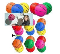 18 Petites Ballon de Basket Enfant,Coloré Mini BallonBasket avec Pompe, Ballon de Basket Gonflable de Plage, Mini Panier Basket pour Panier de Basket Enfant Intérieur et Extérieur-14CM
