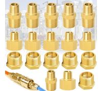 18 Pièces 1/8" à 1/4" Femelle et Mâle Bsp Filetage Laiton Hexagonal Mamelon et Réducteur Hexagonal Et Connecteur de Douille Hexagonale pour la Conversion de Raccordement de Tuyau