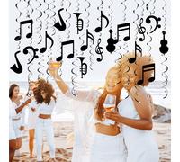 18 pièces/48 pièces Décorations suspendues en spirale avec notes de musique, décorations de tourbillons sur le thème musical, convient pour les concerts de musique, les anniversaires, les mariages, le