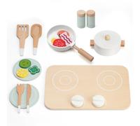18 Pièces Accessoire Cuisine Enfant,Jouet Cuisine Enfant avec Plaque Chauffante en Bois Réglable et Jouets Cuisine,Pas d’Odeur Particulière, Jouet Cuisine éducatif pour garçons et Filles dès 2-4 Ans