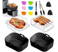 18 Pièces Accessoires pour Friteuse à Air Ninja - Compatible Friteuse à Air Double Stack XL 9,5 L (SL400UK, AF400EU, AF451EU) - Jeu d'Accessoires pour Friteuse sans Huile