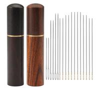 18 Pièces Aiguilles Couture,Aiguilles à Coudre à Gros Chas en Acier Inoxydable,Aiguilles Auto-Enfilantes avec 2 Boîte en Bois,Aiguille à Coudre & a Broder en Acier Inoxydable Émoussé pour la Broderie