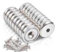 18 Pièces Aimant Puissant Neodyme 10 kg Force 20 x 7 mm Avec Trou et Capsule, en Pot Fraisé Avec Vis Pour Réfrigérateur, Tableaux Blancs, Bureau, Cuisine