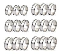18 Pièces Anneau à Noyau Vierge Bagues Rainurées en Acier Inoxydable pour Bague Incrustée Création de Bijoux DIY Taille 7/8/9/10/11/12 Bague ronde en Métal Bague Vide de 8mm de Large Cadeau (Style 1)