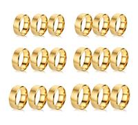 18 Pièces Bague en Acier Inoxydable avec Noyau Vierge Bagues Rondes en Métal Massif de 8 mm avec Incrustations Tailles 6/7/8/9/10/11 Alliance en Argent Poli mat Brossé pour la Création de Bijoux (R12)